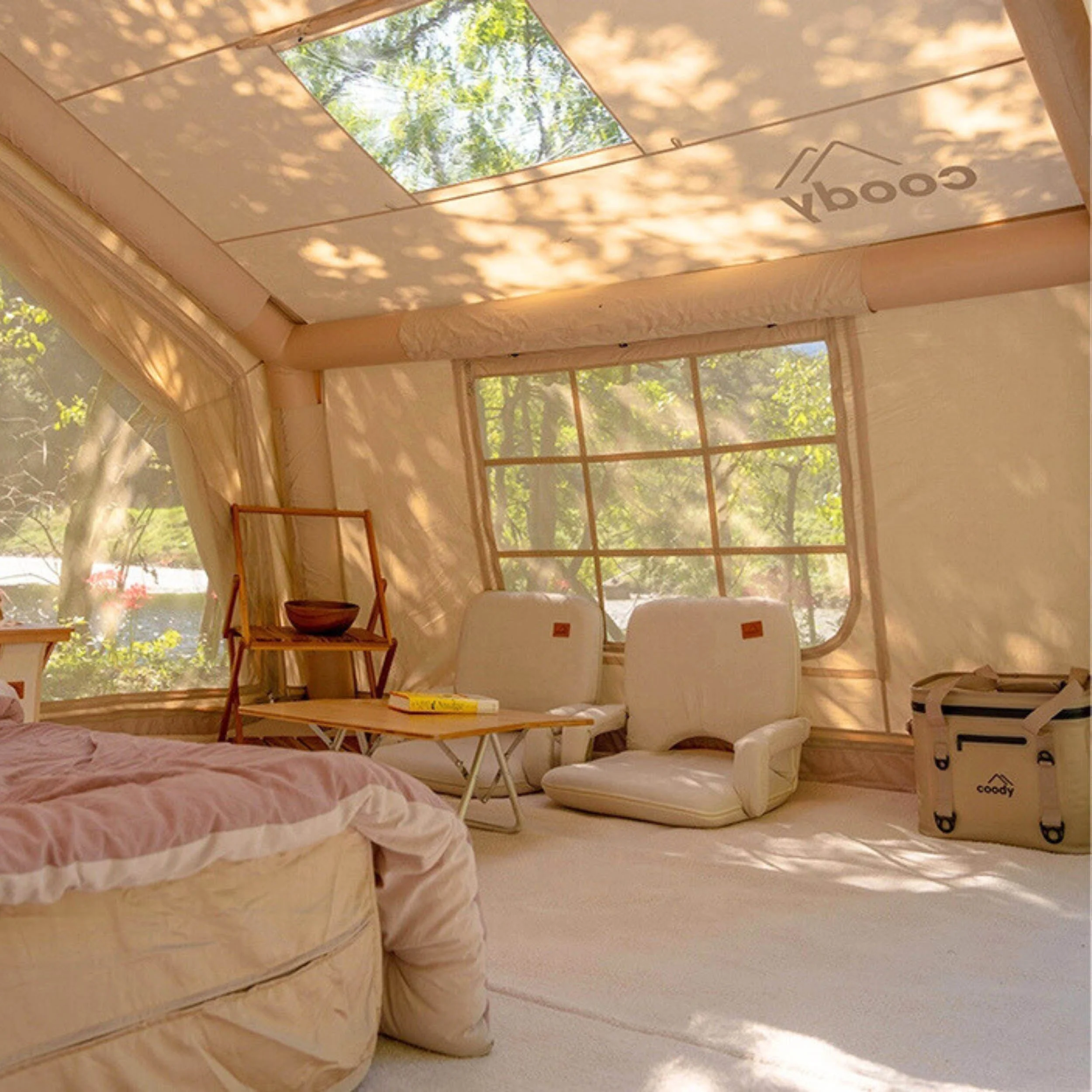 Coody 10.0 Beige  (2-4 person) Camping Bundle – Tent, PVC Ground Sheet, Carpet & Pump - Image 6