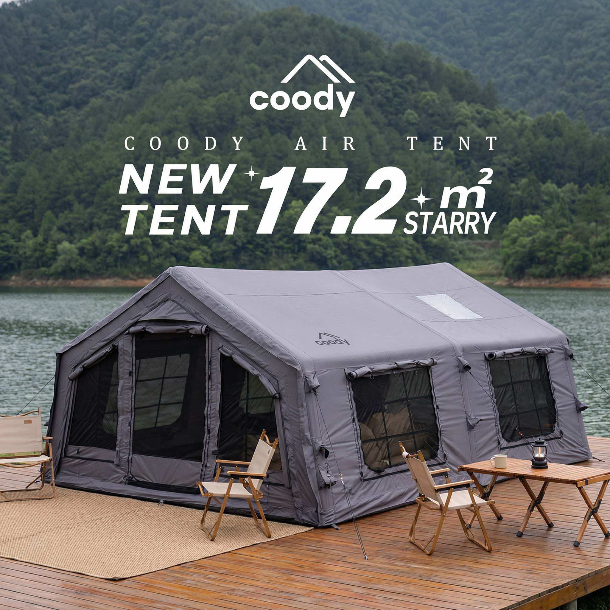 Coody 17.2 (Koala-7) Gray Inflatable Tent House for Camping (2-10 person) - Image 5