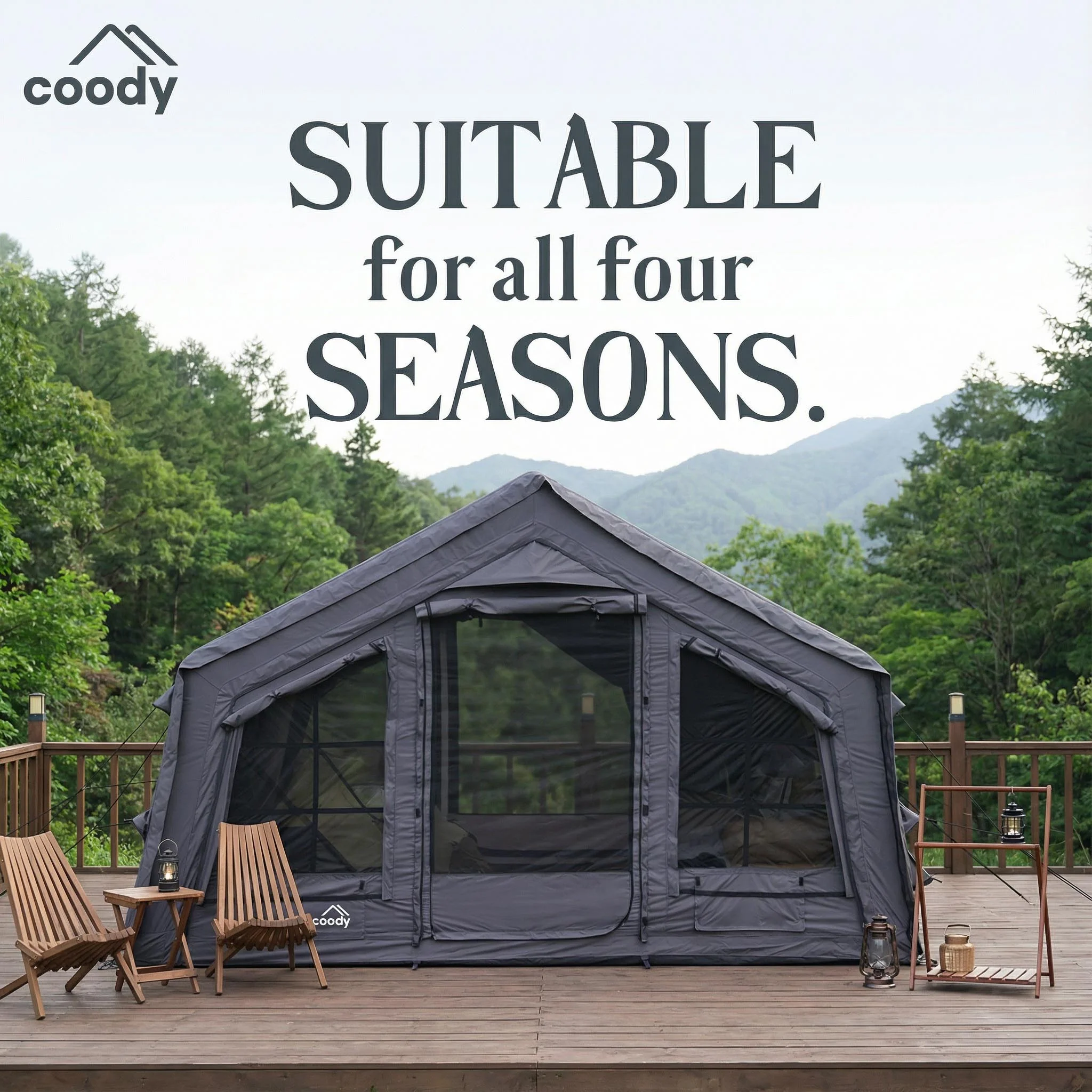 Coody 17.2 (Koala-7) Gray Inflatable Tent House for Camping (2-10 person) - Image 7