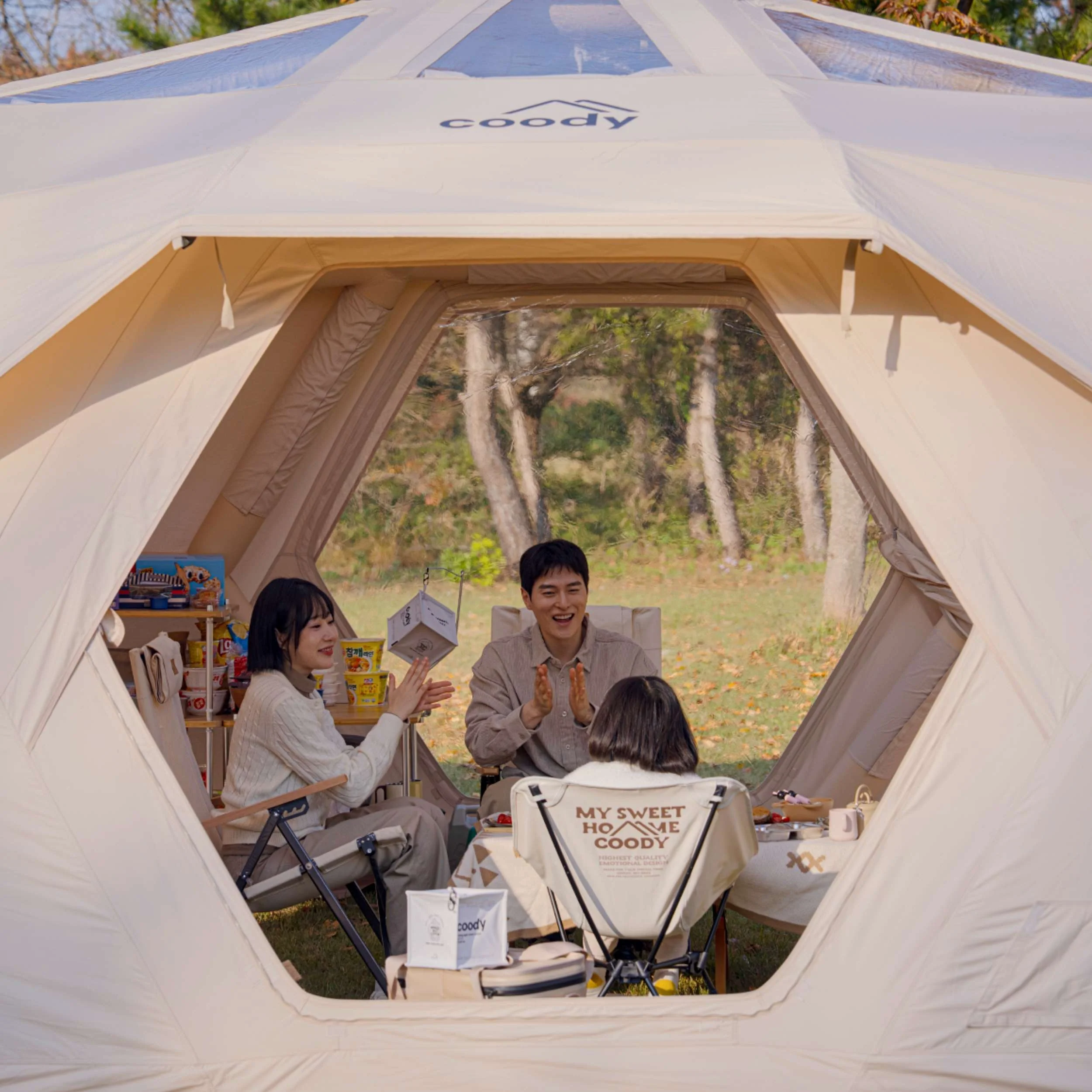 Coody Hub Pro Beige- Inflatable Tent for Camping (2-6 Person) - Image 13