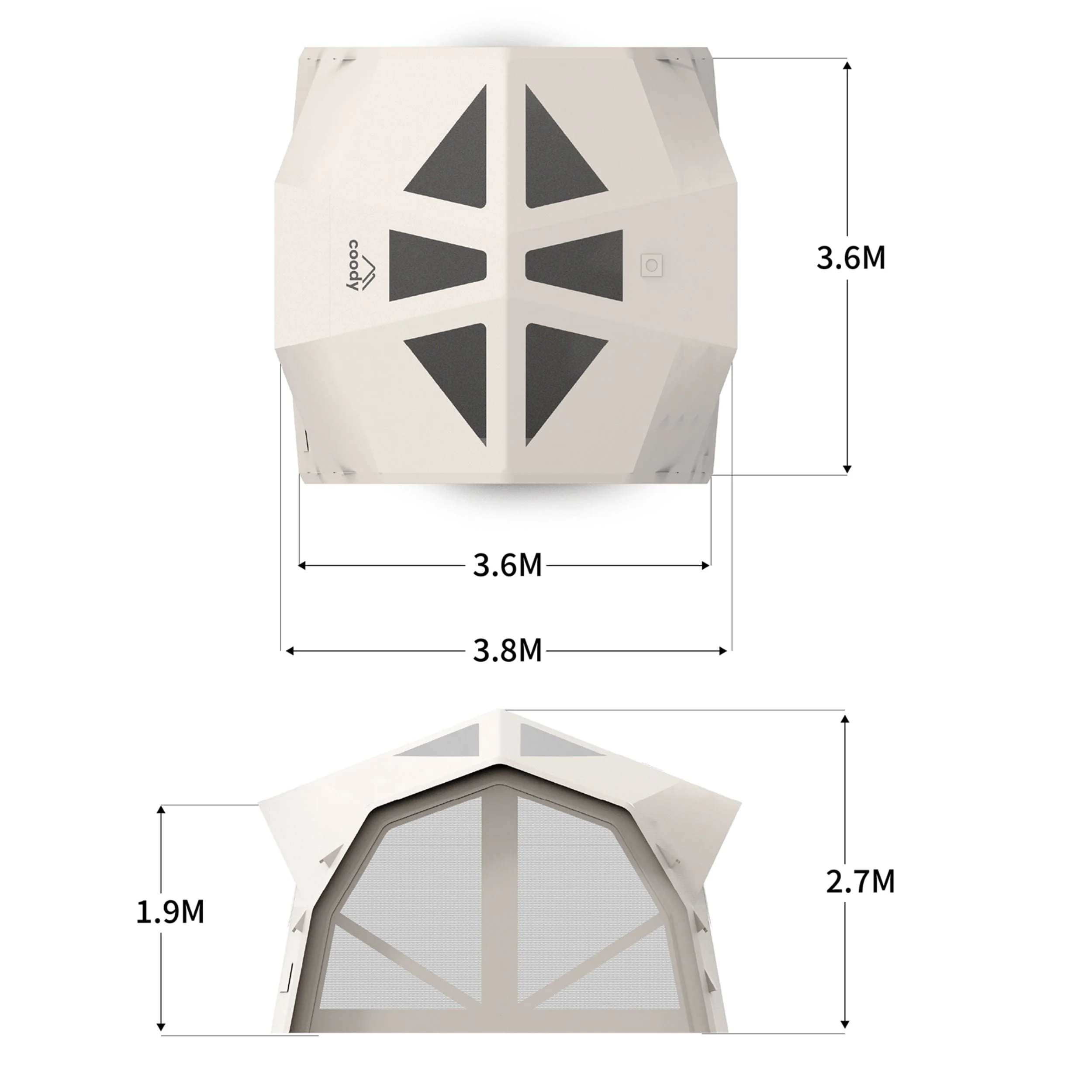 Coody Hub Pro Beige- Inflatable Tent for Camping (2-6 Person) - Image 4
