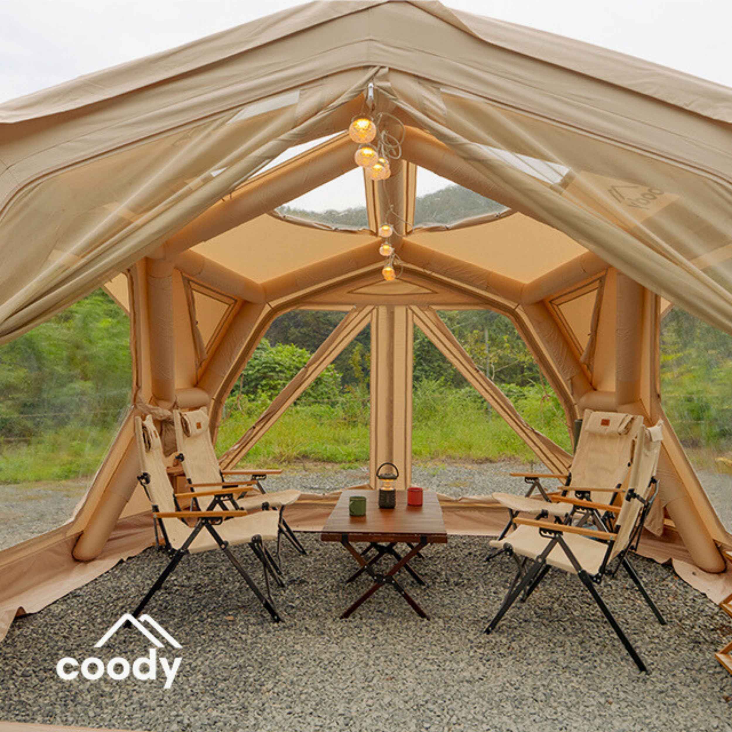 Coody Hub Pro Beige- Inflatable Tent for Camping (2-6 Person) - Image 8