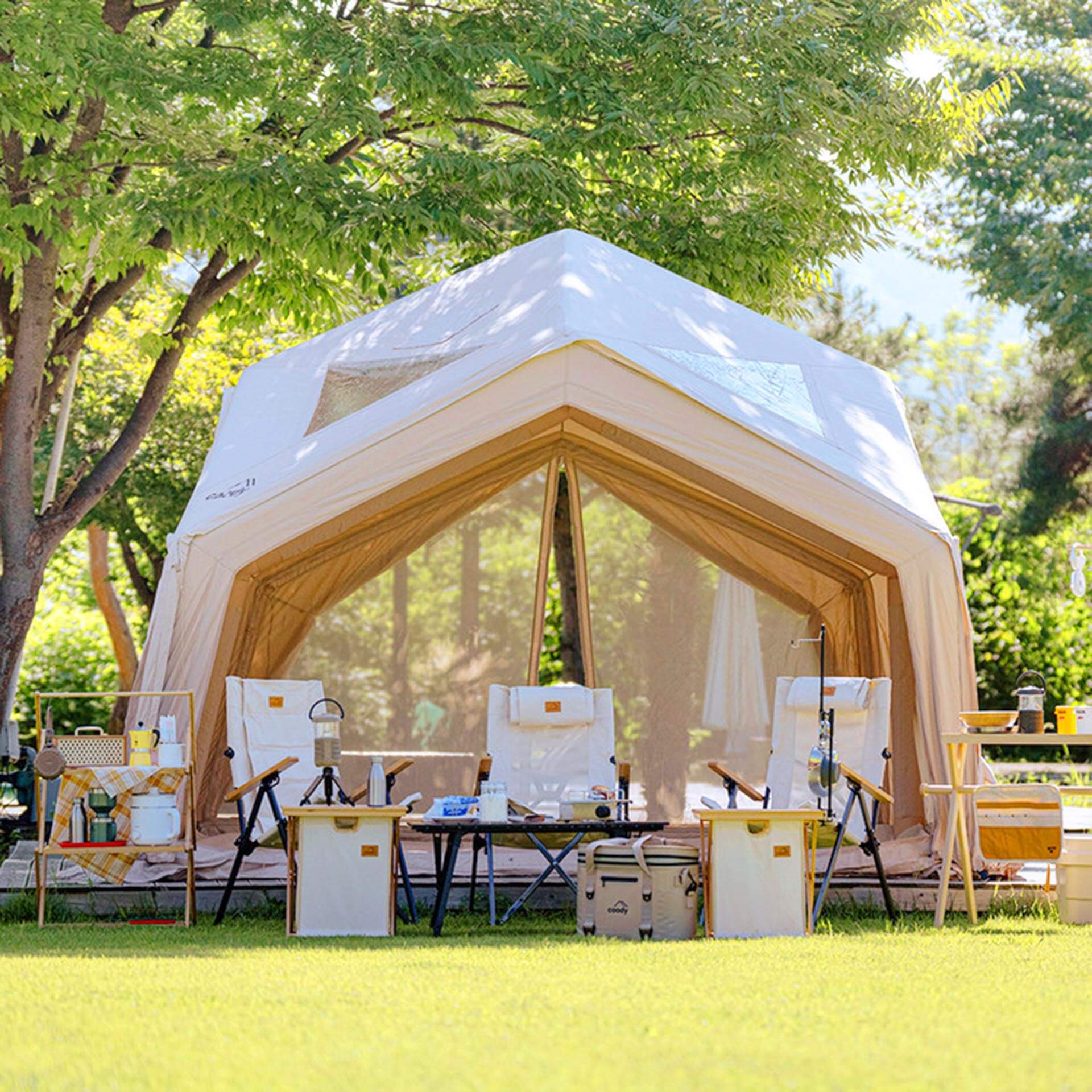 Coody Hub Shelter Beige - Inflatable Tent for Camping (2-6 Person) - Image 12