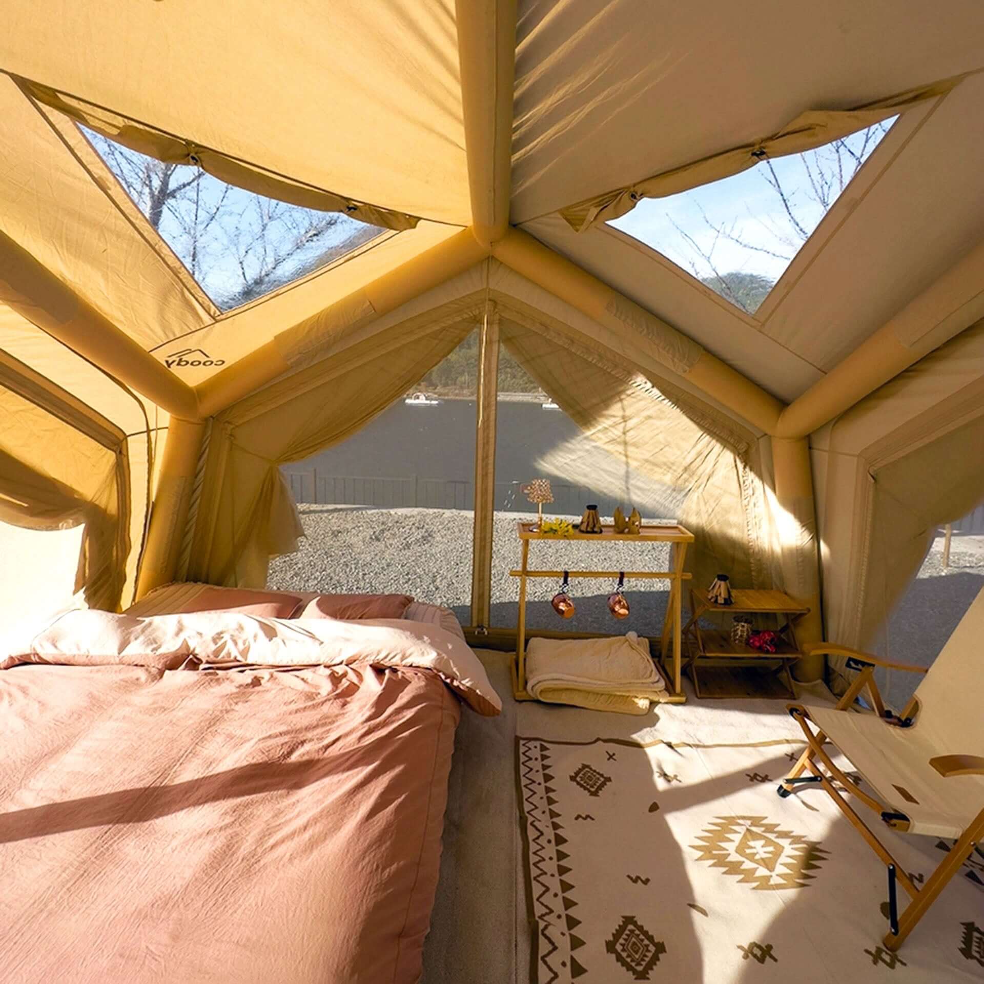 Coody Hub Shelter Beige - Inflatable Tent for Camping (2-6 Person) - Image 5