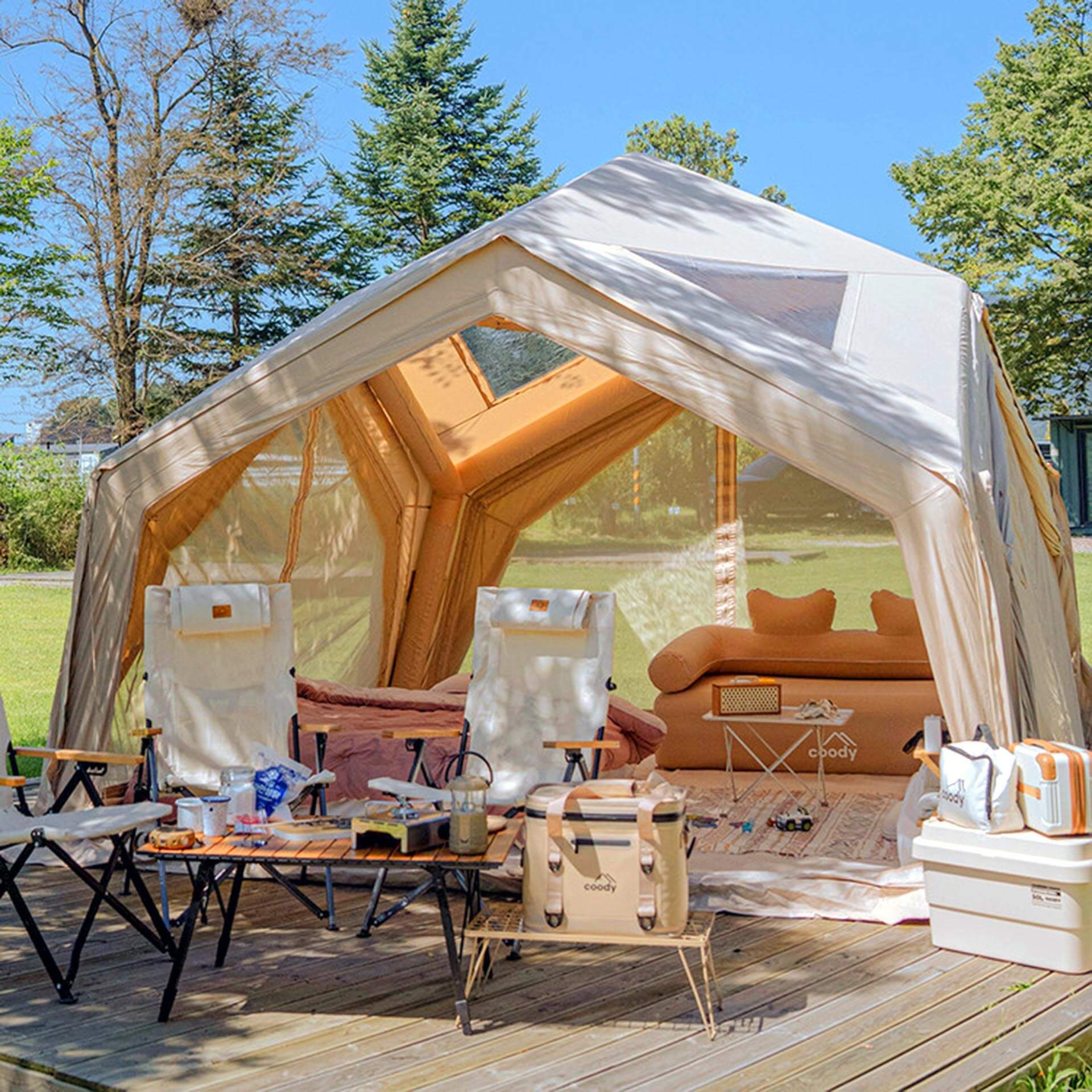 Coody Hub Shelter Beige - Inflatable Tent for Camping (2-6 Person) - Image 8