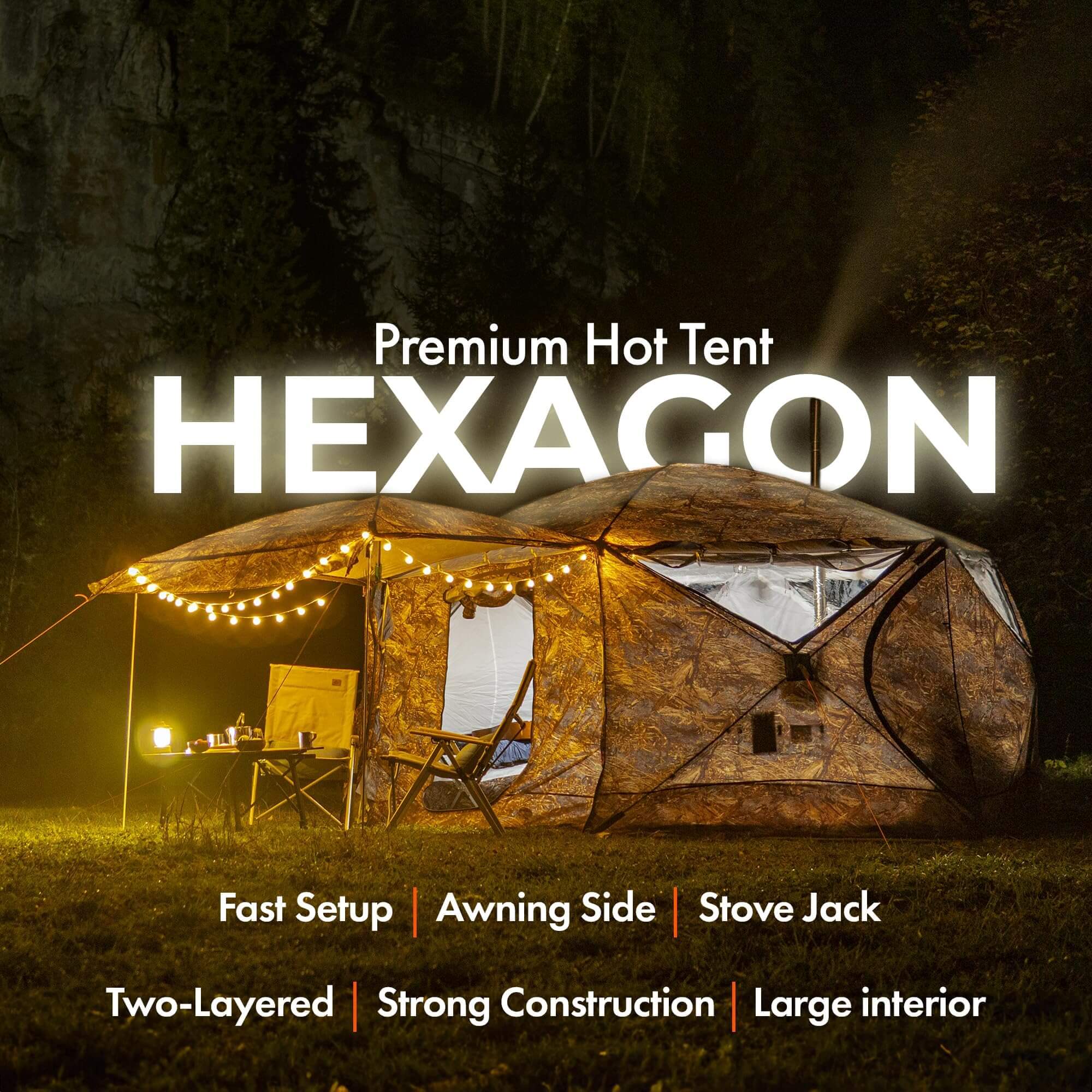 RBM All-Seasons tent Hexagon for 2-9 person + Wood Stove Caminus M - Image 12