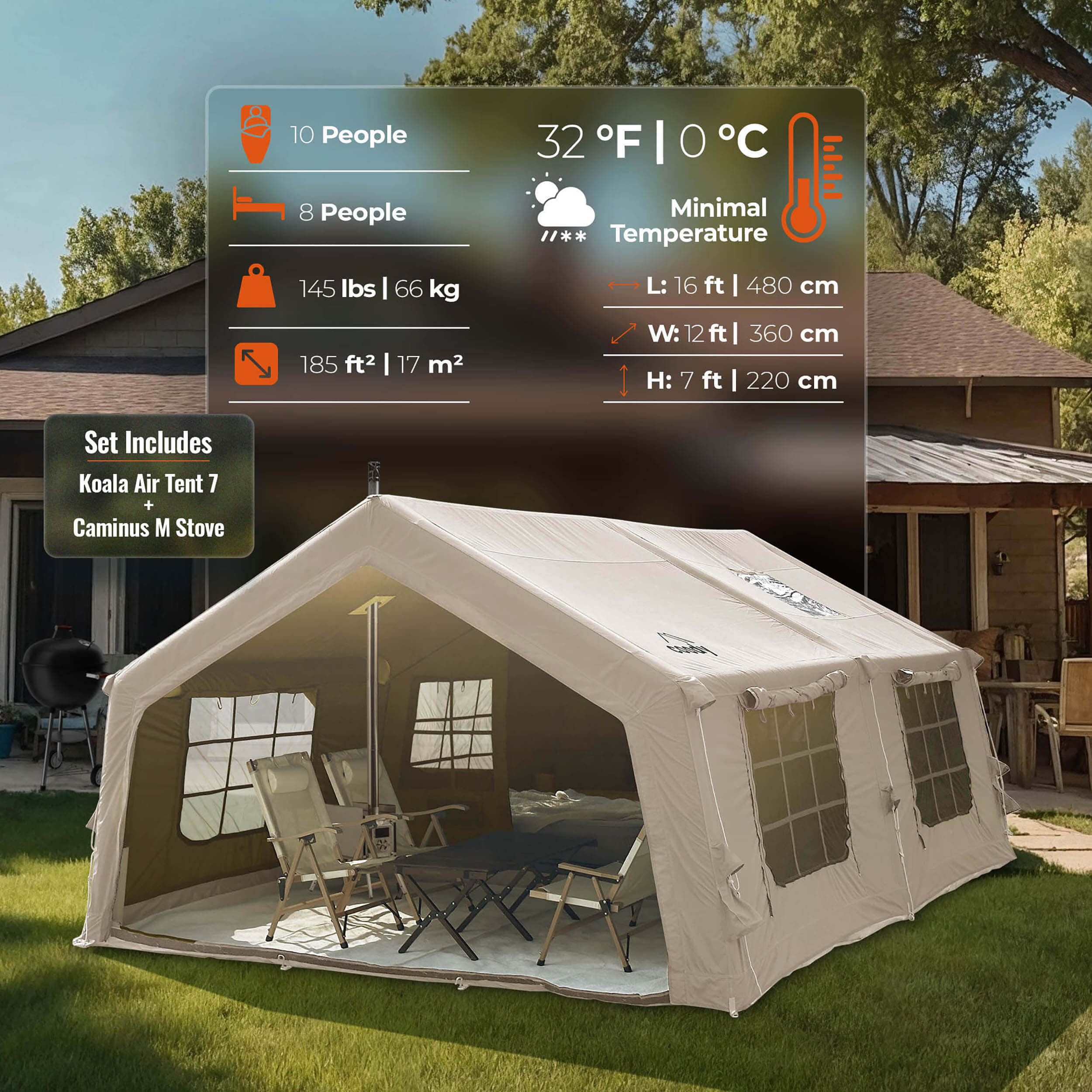 Coody 17.2 Beige (2-10 person) + RBM Wood Stove Caminus M - Image 3