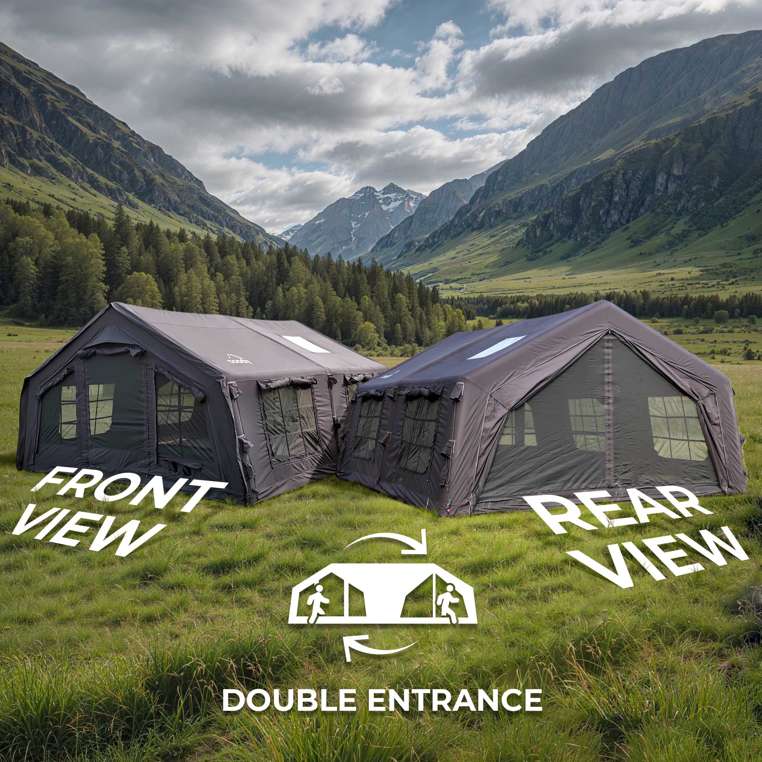 Coody 17.2 (Koala-7) Black Large Inflatable Tent for Camping (2-10 person) - Image 5