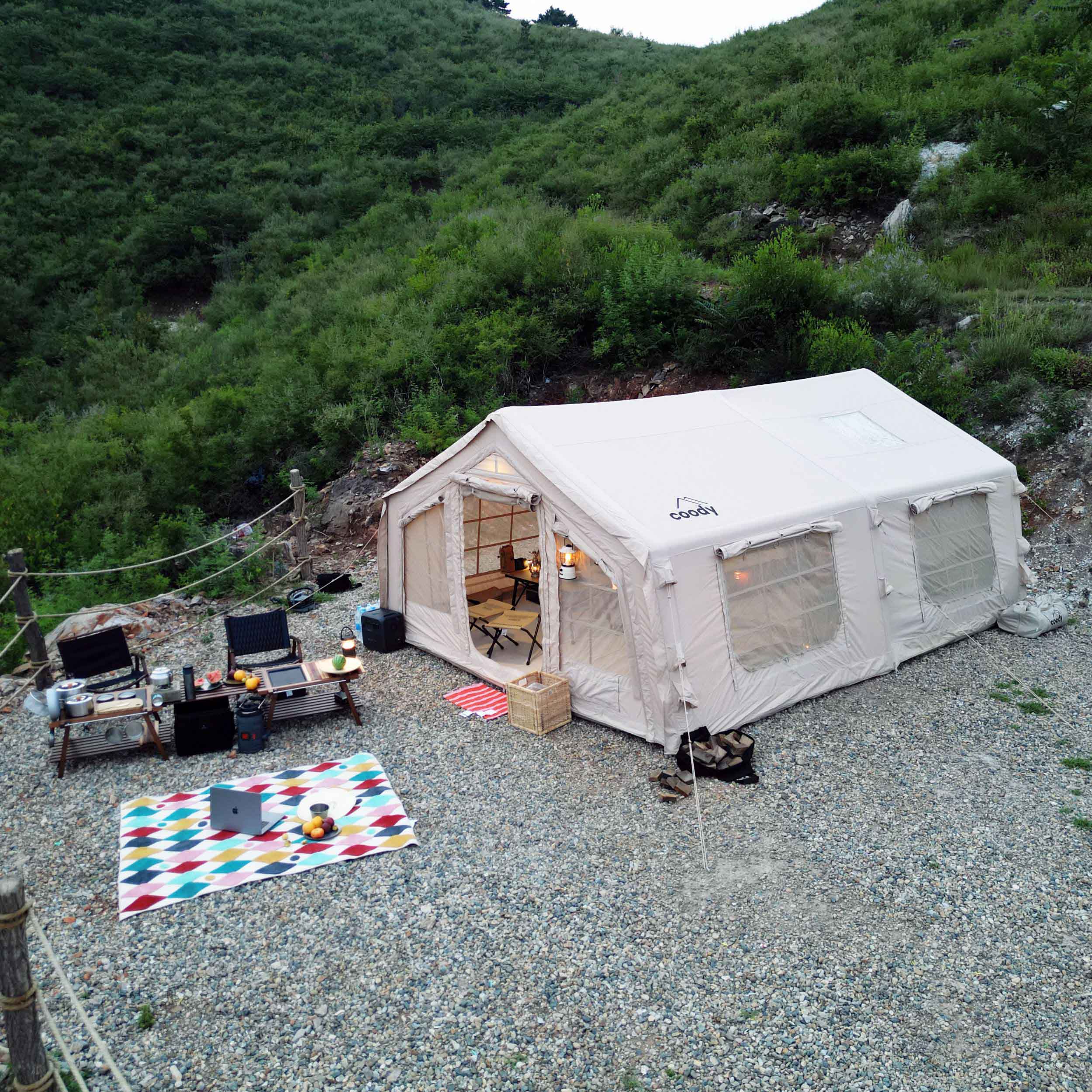 Coody 17.2 (Koala-7) Beige Large Inflatable Tent for Camping (2-10 person) - Image 7