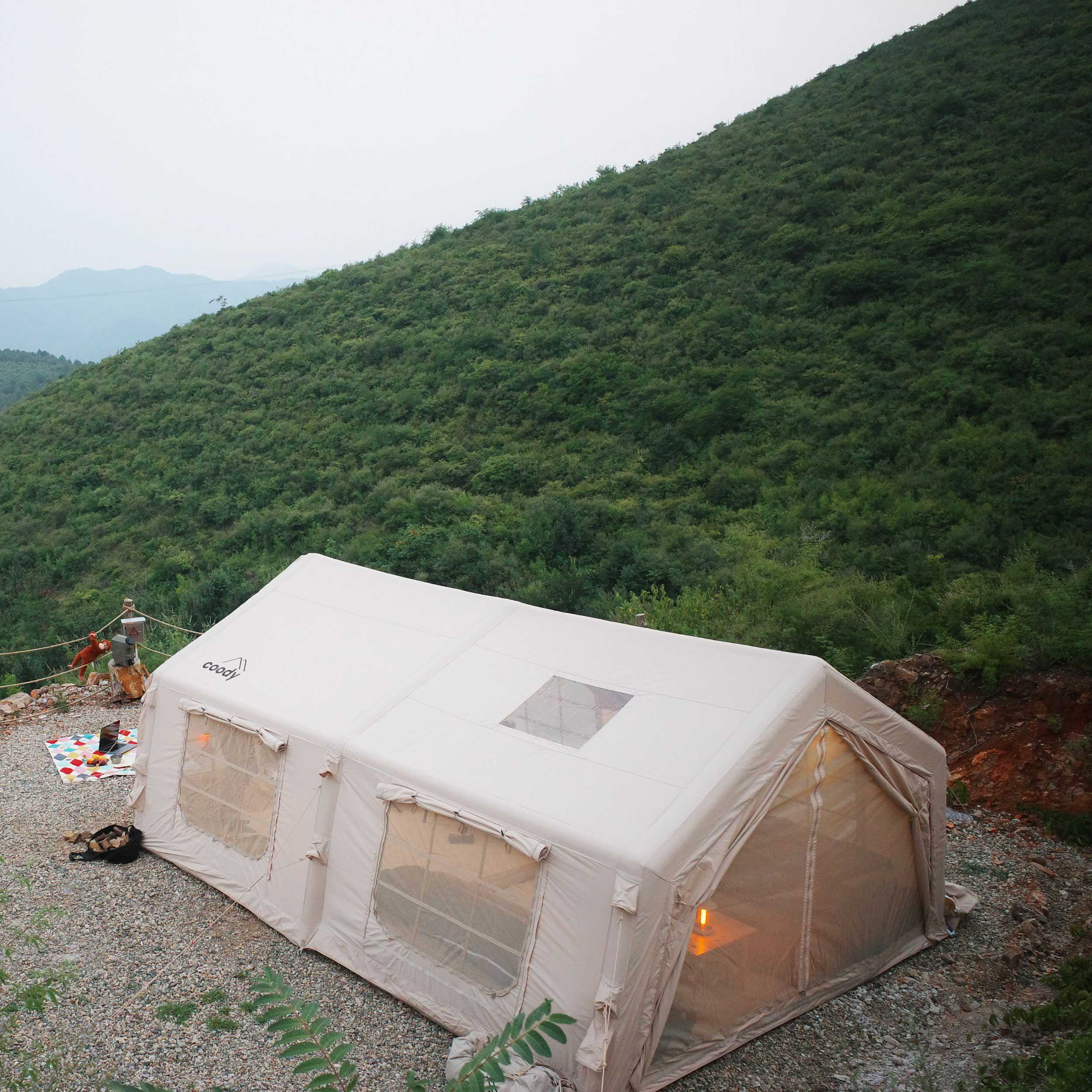 Coody 17.2 (Koala-7) Beige Large Inflatable Tent for Camping (2-10 person) - Image 8