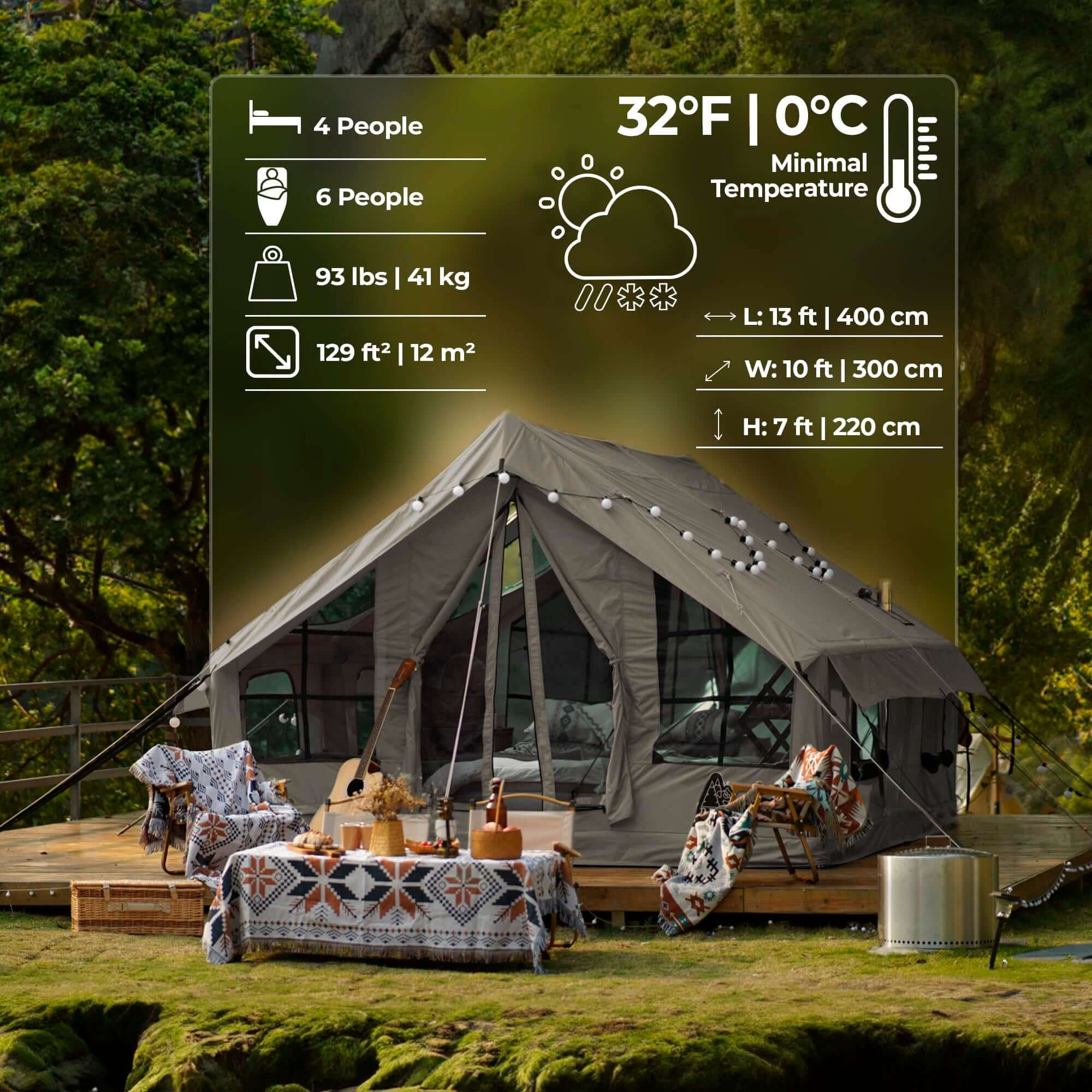 RBM Panda Large Forest Green- Inflatable Tent for Camping (2-6 person) - Image 3