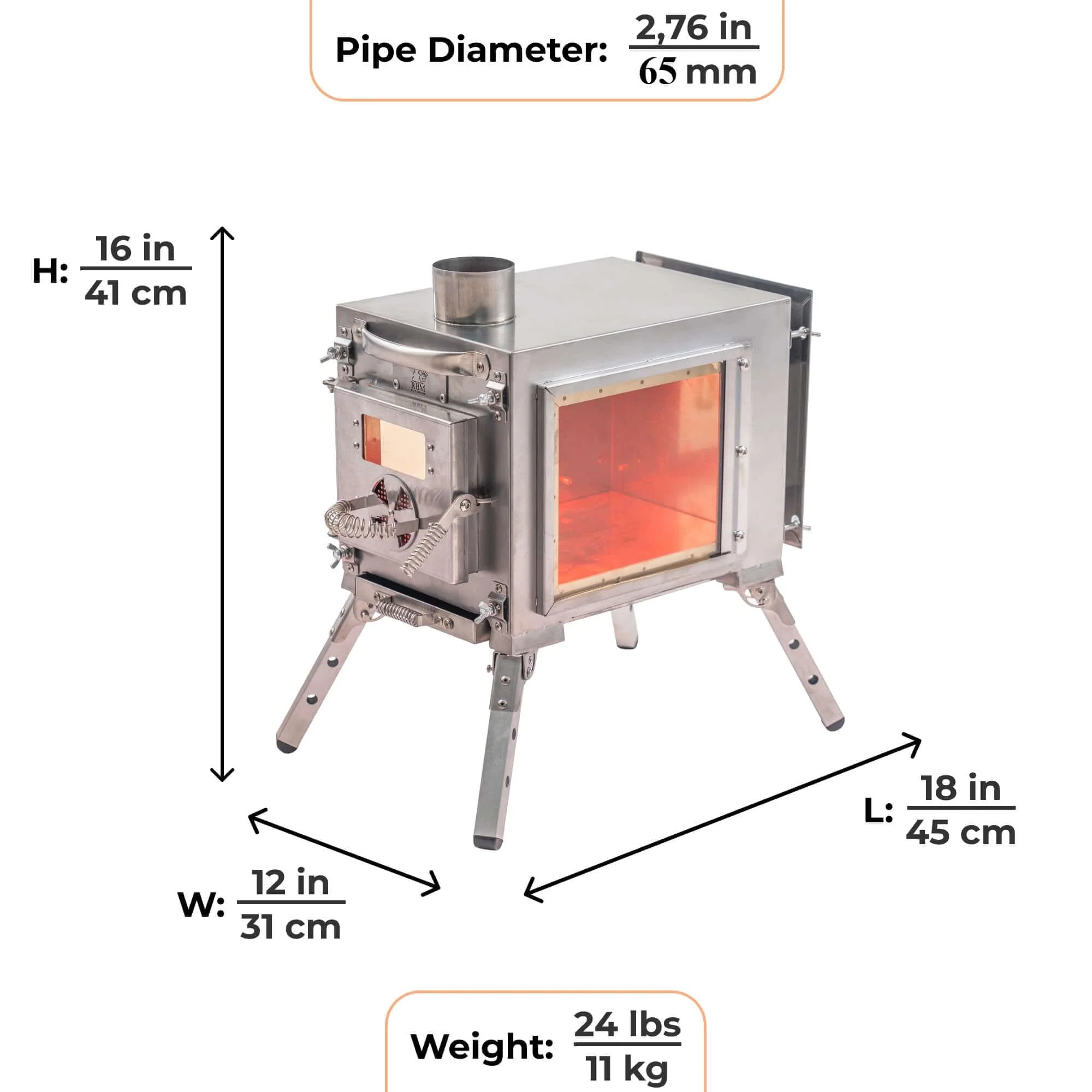 Small Wood Stove With Fire-Resistant Glass «Caminus S» - Image 3