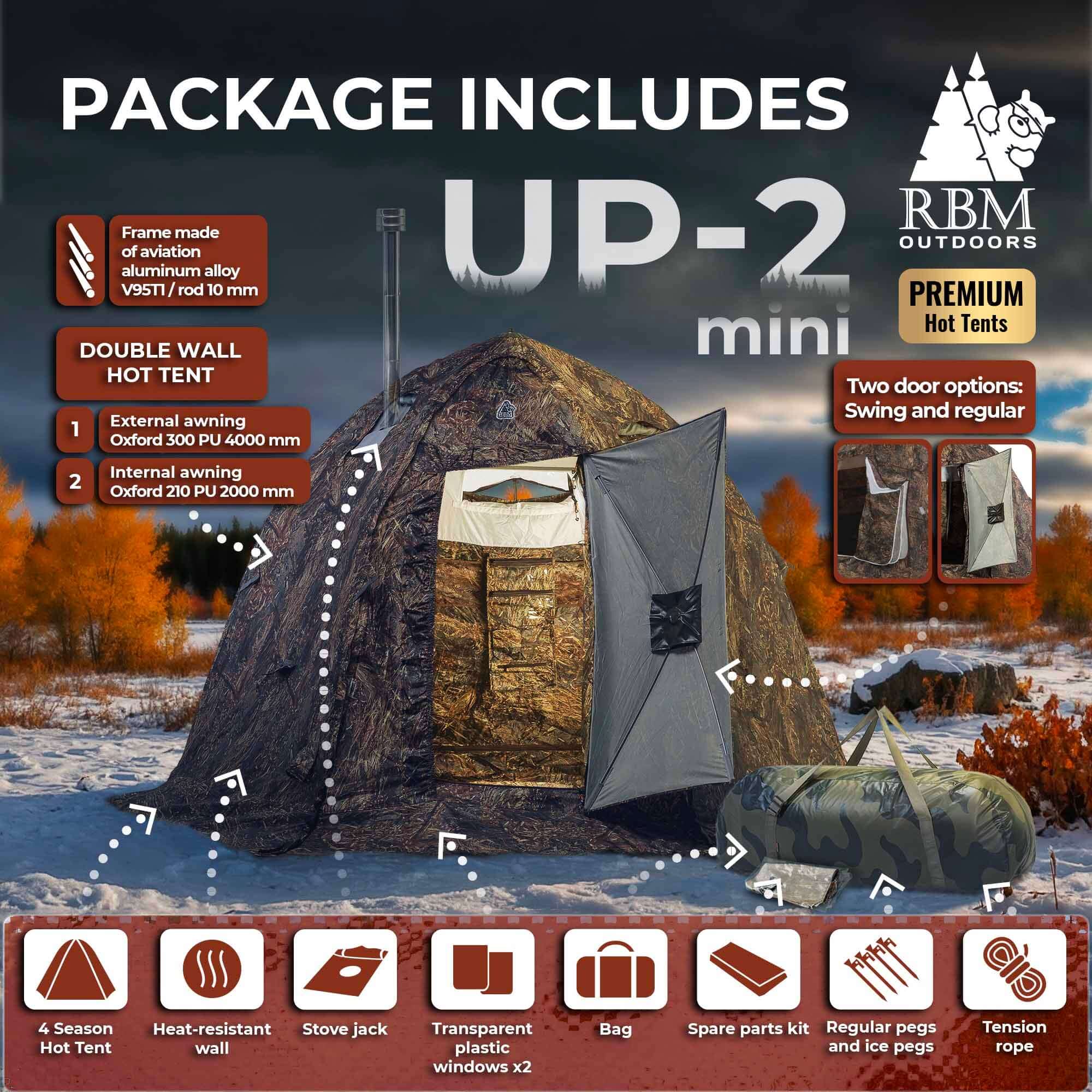 RBM Outdoors UP-2 Mini - All-Seasons Double Layer Hot Tent for 1-3 person - Image 4